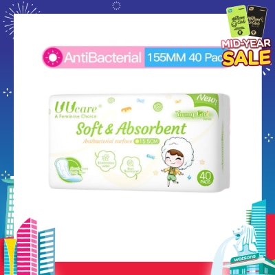 UUCare® Young Girl Antibacterial Pantyliner Non-Flourescent Eliminates Odour 155mm 40s