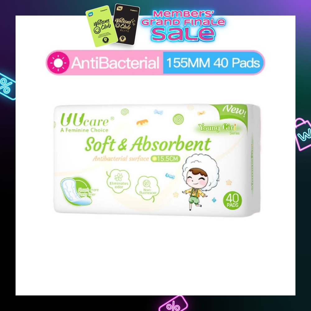 Young Girl Antibacterial Pantyliner Non-Flourescent Eliminates Odour 155mm 40s