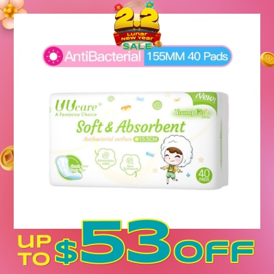 UUCare® Young Girl Antibacterial Pantyliner Non-Flourescent Eliminates Odour 155mm 40s