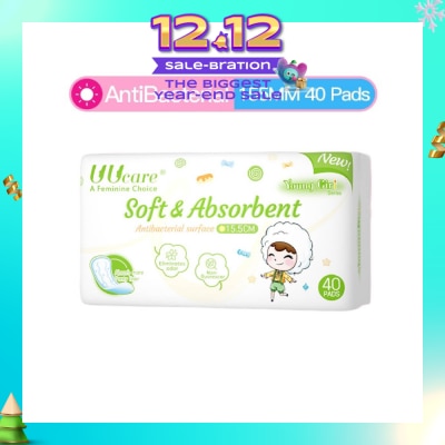 UUCare® Young Girl Antibacterial Pantyliner Non-Flourescent Eliminates Odour 155mm 40s