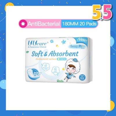 UUCare® Young Girl Antibacterial Pantyliner Non-Flourescent Eliminates Odour 180mm 20s