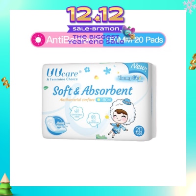 UUCare® Young Girl Antibacterial Pantyliner Non-Flourescent Eliminates Odour 180mm 20s