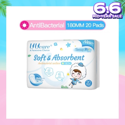 UUCare® Young Girl Antibacterial Pantyliner Non-Flourescent Eliminates Odour 180mm 20s