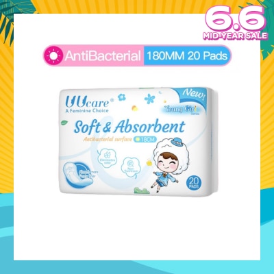 UUCare® Young Girl Antibacterial Pantyliner Non-Flourescent Eliminates Odour 180mm 20s