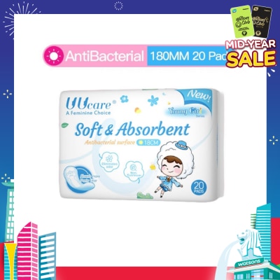 UUCare® Young Girl Antibacterial Pantyliner Non-Flourescent Eliminates Odour 180mm 20s
