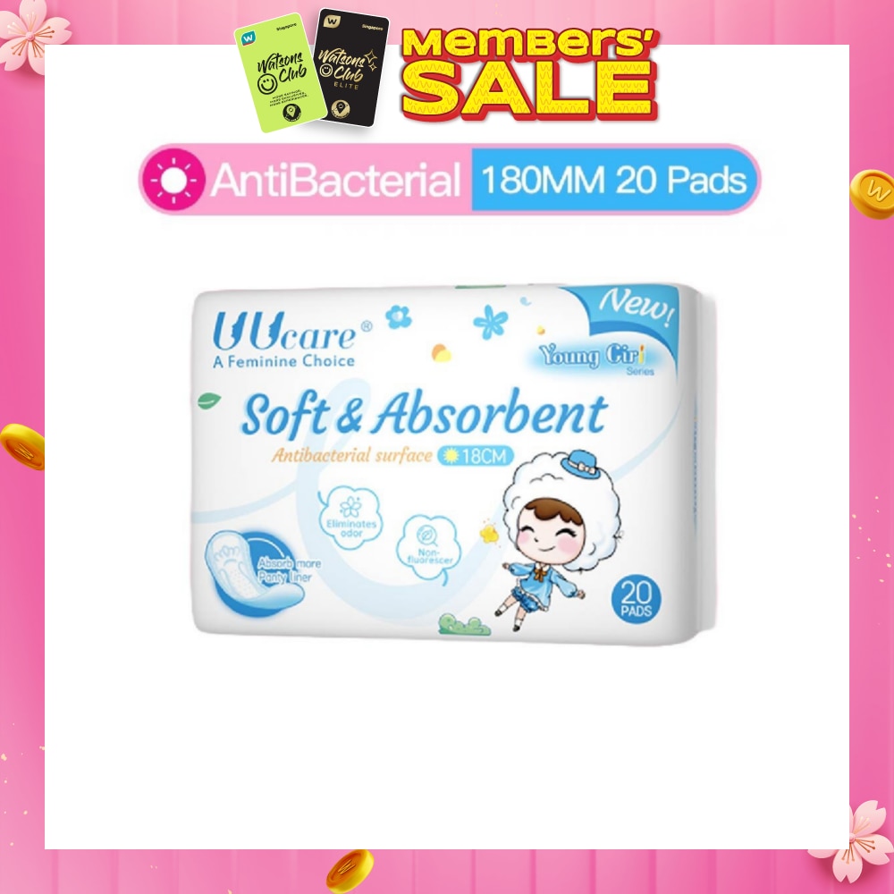 Young Girl Antibacterial Pantyliner Non-Flourescent Eliminates Odour 180mm 20s