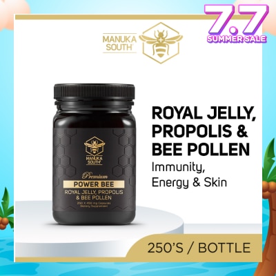 MANUKA SOUTH Power Bee With Royal Jelly Propolis & Bee Pollen Dietary Supplement Capsule 250s (Expiry: Feb`2026)