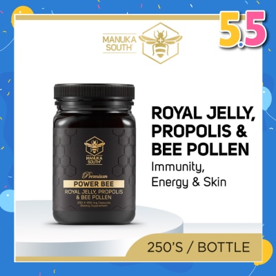 MANUKA SOUTH Power Bee With Royal Jelly, Propolis & Bee Pollen Dietary Supplement Capsule (For Immunity, Energy & Skin) 250s
