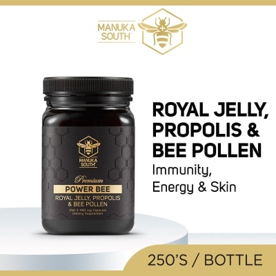 MANUKA SOUTH Power Bee With Royal Jelly, Propolis & Bee Pollen Dietary Supplement Capsule (For Immunity, Energy & Skin) 250s