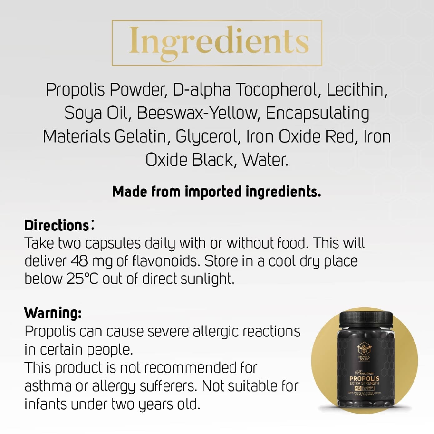 Extra Strength Propolis Capsule with Polyphenol Flavonoid Antioxidant for Immunity 320s