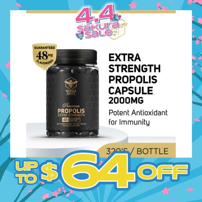 MANUKA SOUTH - Extra Strength Propolis With 48mg Flavonoid Content Dietary Supplement Capsule (Potent Antioxidant For Immunity) 320s