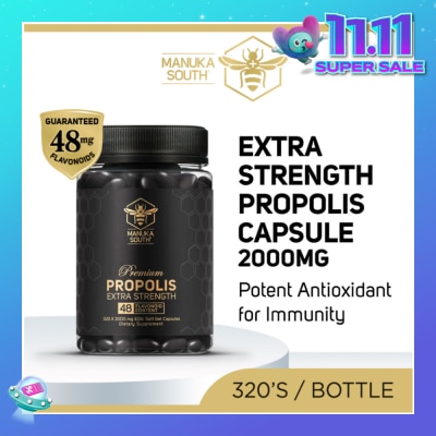 MANUKA SOUTH Extra Strength Propolis With 48mg Flavonoid Content Dietary Supplement Capsule (Potent Antioxidant For Immunity) 320s