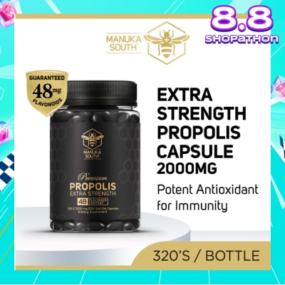 MANUKA SOUTH Extra Strength Propolis With 48mg Flavonoid Content Dietary Supplement Capsule (Potent Antioxidant For Immunity) 320s