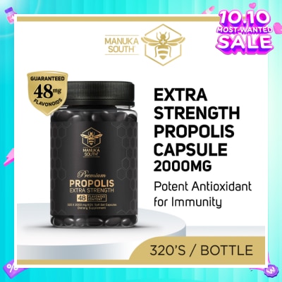 MANUKA SOUTH Extra Strength Propolis With 48mg Flavonoid Content Dietary Supplement Capsule (Potent Antioxidant For Immunity) 320s