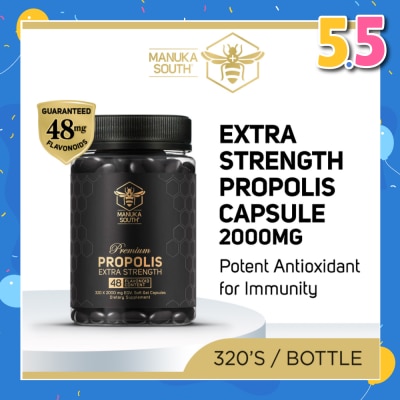 MANUKA SOUTH Extra Strength Propolis With 48mg Flavonoid Content Dietary Supplement Capsule (Potent Antioxidant For Immunity) 320s
