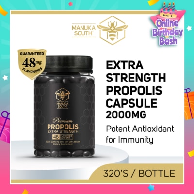 MANUKA SOUTH Extra Strength Propolis With 48mg Flavonoid Content Dietary Supplement Capsule (Potent Antioxidant For Immunity) 320s