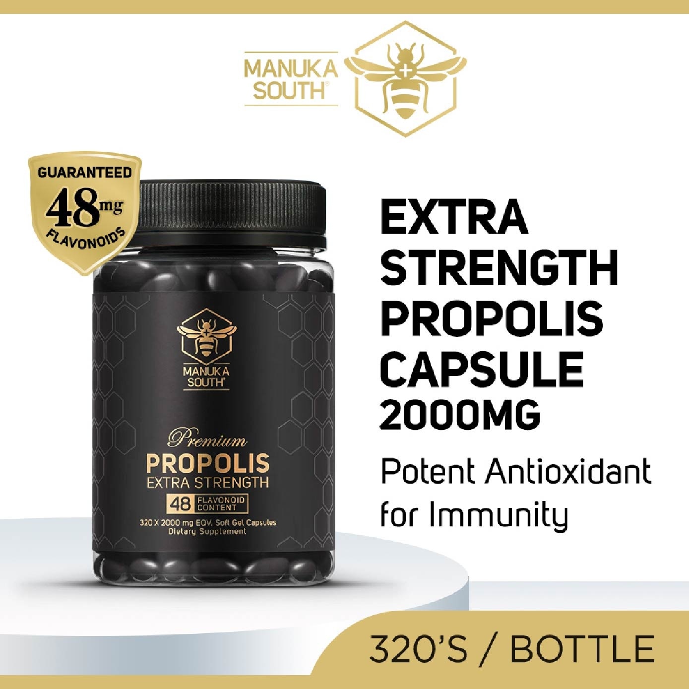 Extra Strength Propolis Capsule with Polyphenol Flavonoid Antioxidant for Immunity 320s