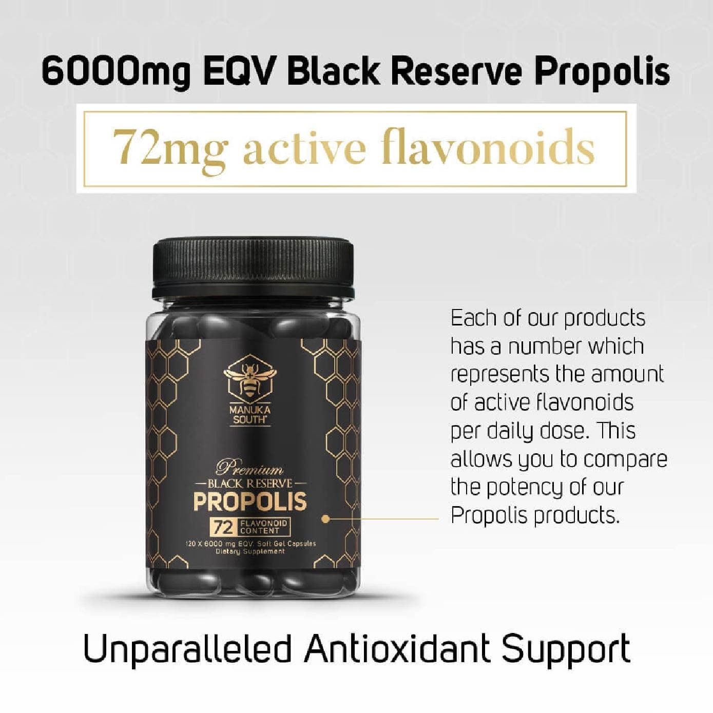 Black Reserve Propolis Capsule with Polyphenol Flavonoid Antioxidant for Immunity 120s