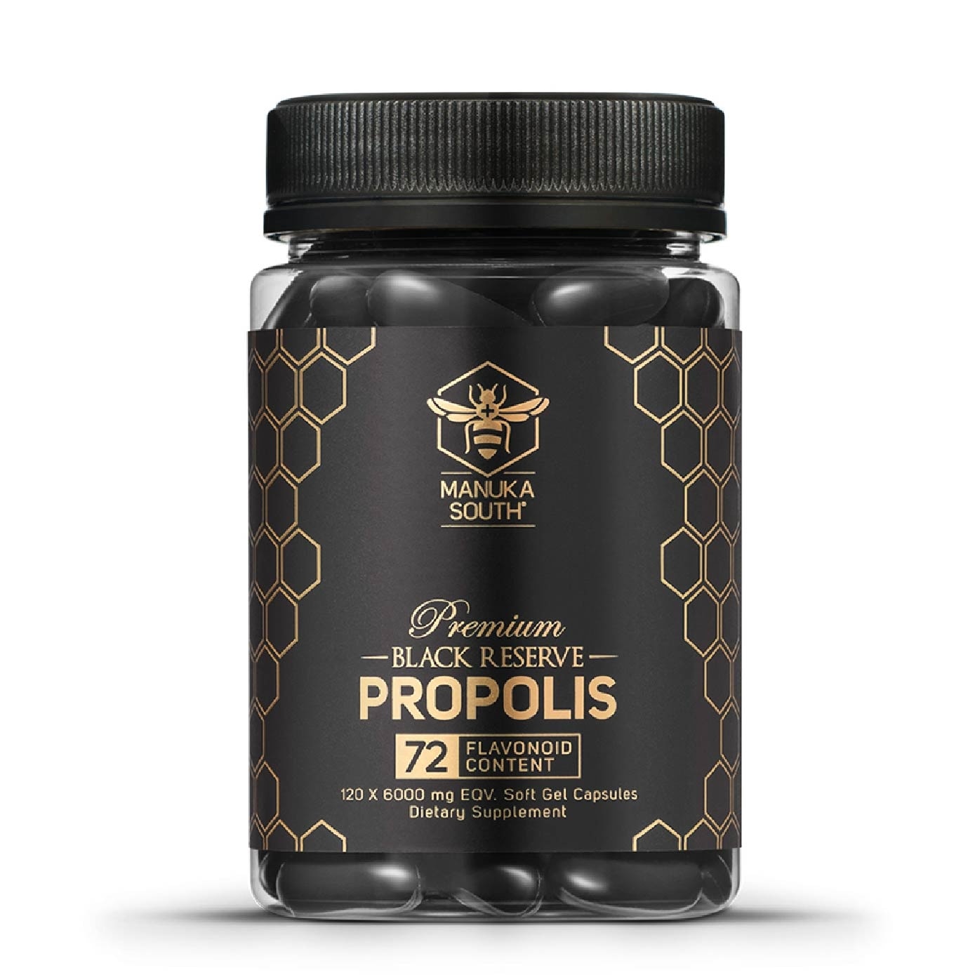 Black Reserve Propolis Capsule with Polyphenol Flavonoid Antioxidant for Immunity 120s