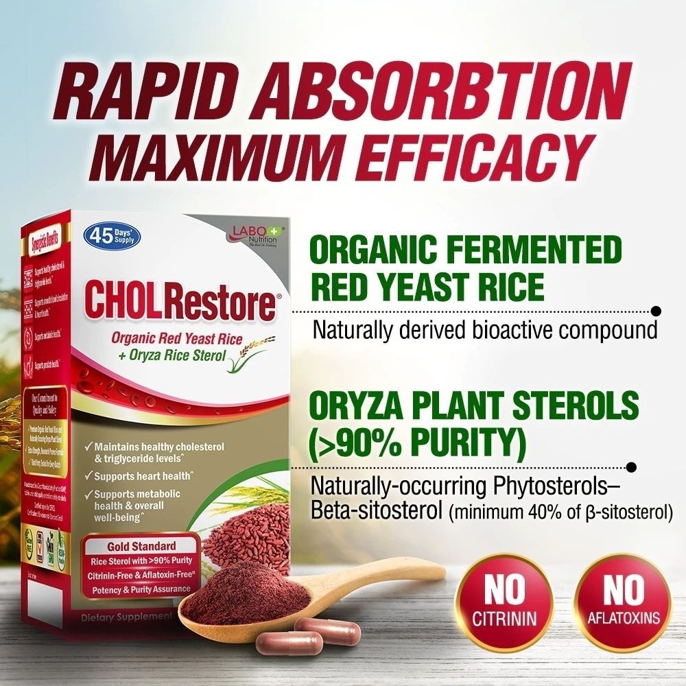 CHOLRestore Red Yeast Rice & Oryza Plant Sterol Veggie Capsule Triple Pack 90s x 3 image