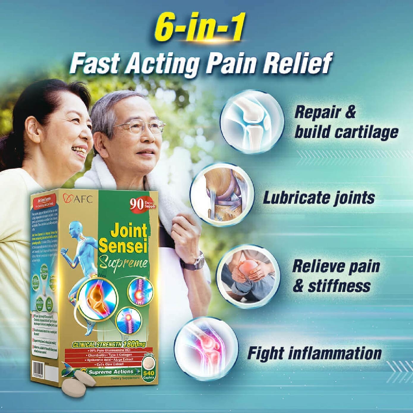 Joint Sensei Supreme Glucosamine Chondroitin Collagen Joint Supplement Tablet Twin Pack 540s x 2