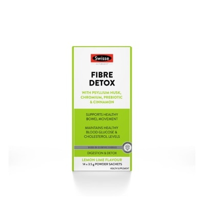 SWISSE Fibre Detox With Psyllium Husk, Chromium, Prebiotic & Cinnamon Powder Sachet Lemon Lime (To Support Healthy Bowel Movement & Maintains Healthy Blood