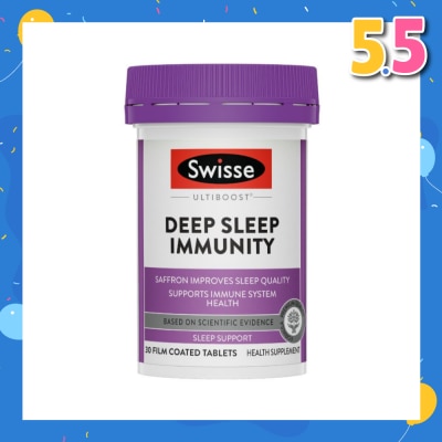 SWISSE Ultiboost Deep Sleep Immunity Film Coated Tablet (Saffron Improves Sleep Quality & Supports Immune System Health) 30s