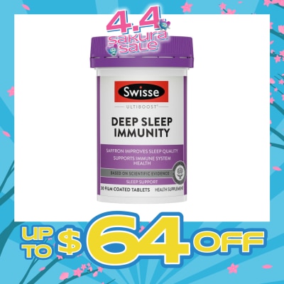 SWISSE - Ultiboost Deep Sleep Immunity Film Coated Tablet (Saffron Improves Sleep Quality & Supports Immune System Health) 30s (Expiry: Jul`2026)