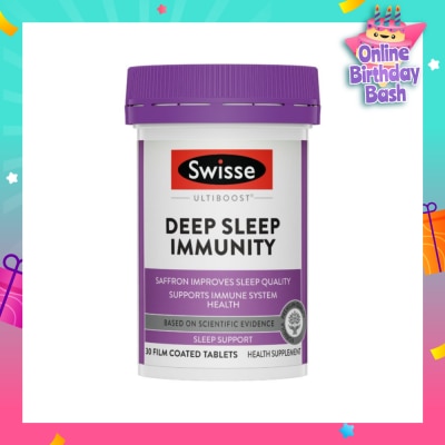 SWISSE Ultiboost Deep Sleep Immunity Film Coated Tablet (Saffron Improves Sleep Quality & Supports Immune System Health) 30s
