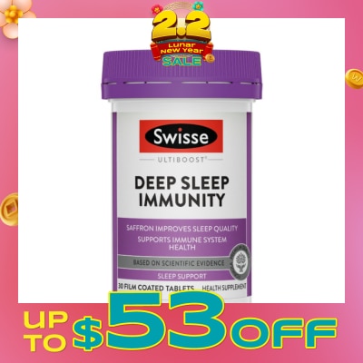 SWISSE Ultiboost Deep Sleep Immunity Film Coated Tablet (Saffron Improves Sleep Quality & Supports Immune System Health) 30s (Expiry: Jul`2026)