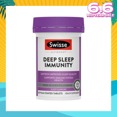 SWISSE Ultiboost Deep Sleep Immunity Film Coated Tablet (Saffron Improves Sleep Quality & Supports Immune System Health) 30s