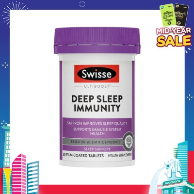 SWISSE Ultiboost Deep Sleep Immunity Film Coated Tablet (Saffron Improves Sleep Quality & Supports Immune System Health) 30s