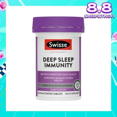 SWISSE Ultiboost Deep Sleep Immunity Film Coated Tablet (Saffron Improves Sleep Quality & Supports Immune System Health) 30s