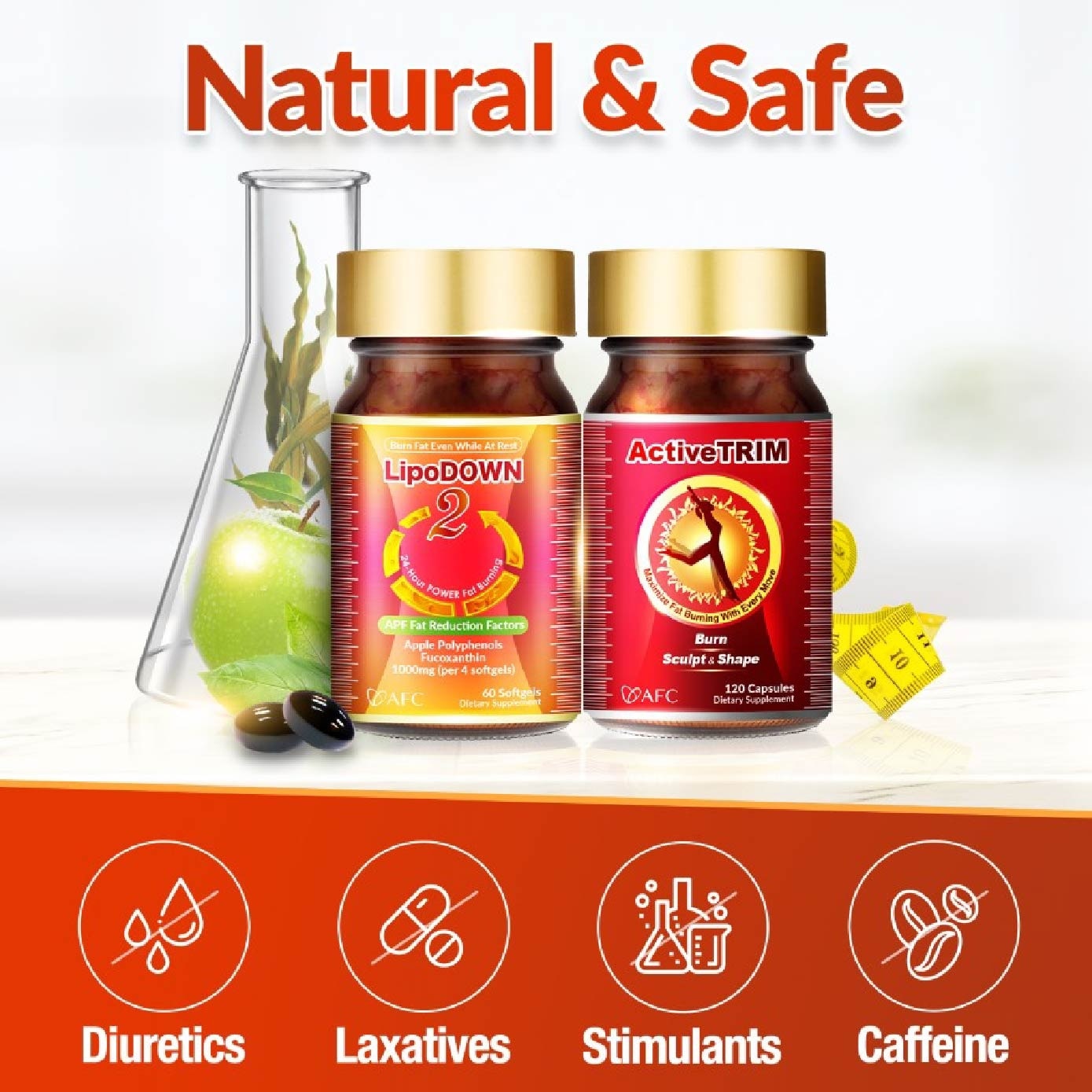 Weight Management Dietary Supplement Packset consists of LipoDOWN2 60s x 2 + ActiveTRIM 120s