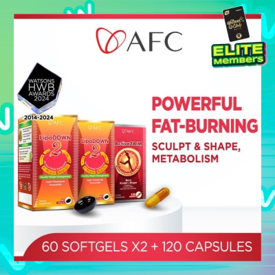AFC Weight Management Packset consists of LipoDOWN2 60s x 2 + ActiveTRIM 120s Dietary Supplement