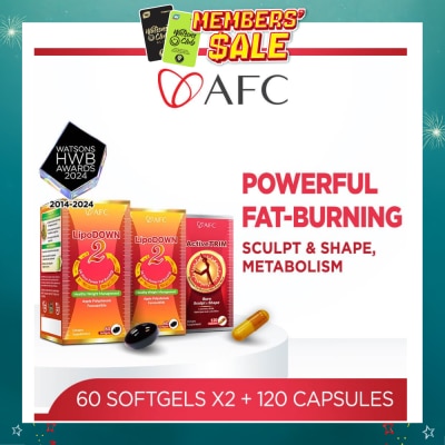 AFC - Weight Management Dietary Supplement Packset consists of LipoDOWN2 60s x 2 + ActiveTRIM 120s