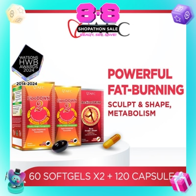 AFC - Weight Management Dietary Supplement Packset consists of LipoDOWN2 60s x 2 + ActiveTRIM 120s