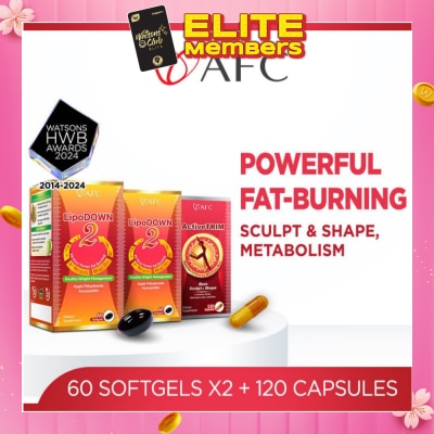 AFC Weight Management Packset consists of LipoDOWN2 60s x 2 + ActiveTRIM 120s Dietary Supplement