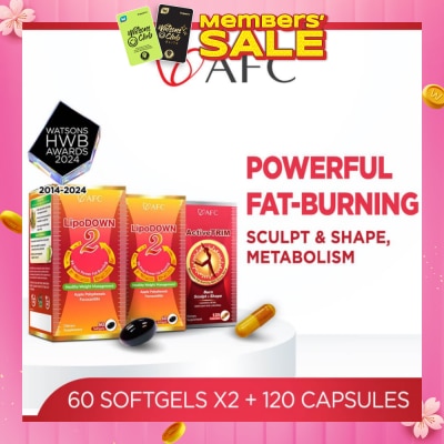 AFC Weight Management Packset consists of LipoDOWN2 60s x 2 + ActiveTRIM 120s Dietary Supplement