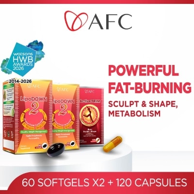 AFC - Weight Management Dietary Supplement Packset consists of LipoDOWN2 60s x 2 + ActiveTRIM 120s