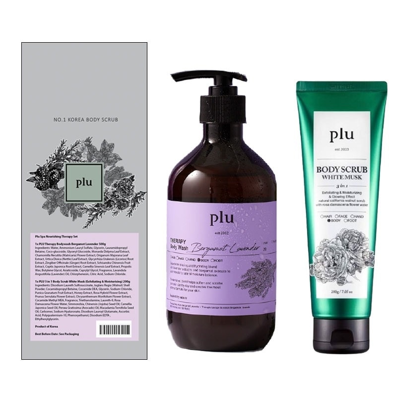 Therapy Body Wash Gift Packset consists Bergamot Lavender 500g + 3 In 1 Body Scrub White Musk 200g