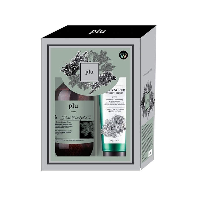 Therapy Body Wash Gift Packset consists Basil Eucalyptus 500g + 3 In 1 Body Scrub White Musk 200g