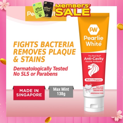 PEARLIE WHITE® The Real Red® Anti-Cavity Fluoride Toothpaste 138gm