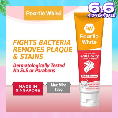 PEARLIE WHITE® The Real Red® Anti-Cavity Fluoride Toothpaste 138gm