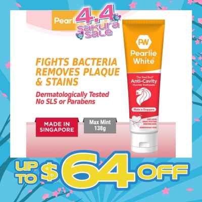 PEARLIE WHITE® - The Real Red® Anti-Cavity Fluoride Toothpaste 138gm