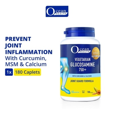 OCEAN HEALTH Vegetarian Glucosamine 750(+) Capsule (For Joint Discomfort, Flexibility & Mobility + With Curcumin & Calcium + Vegetarian) 180s