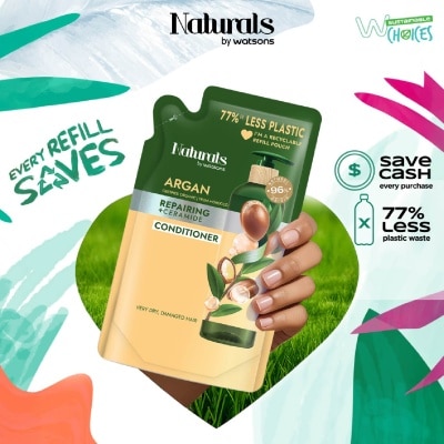 NATURALS BY WATSONS [CNY] Argan + Ceramide Repairing Conditioner Refill Pack 450ml