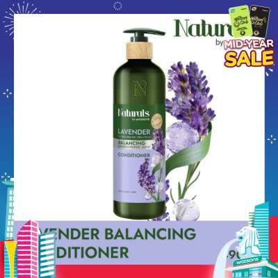 NATURALS BY WATSONS Lavender + Hyaluronic Acid Balancing Conditioner (For Frizzy & Dull Hair) 490ml
