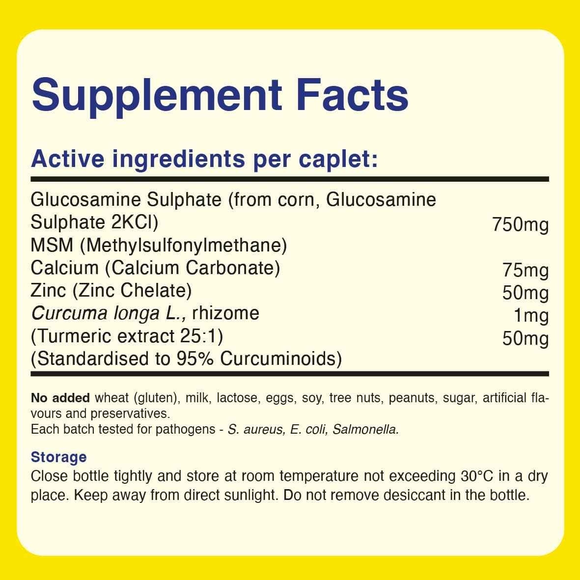 Vegetarian Glucosamine 750(+) Capsule (For Joint Discomfort, Flexibility & Mobility + With Curcumin & Calcium + Vegetarian) 60s