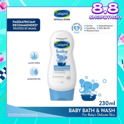 CETAPHIL BABY Baby Ultra Moisturising Bath & Wash With Aloe Vera & Almond Oil 230ml